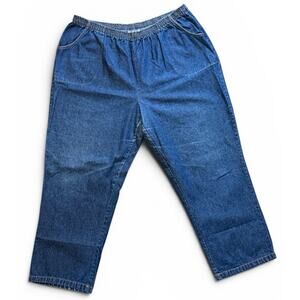Blair Pull On Denim Jeans Womens 22WP Elastic Waist Dark Wash Straight Leg